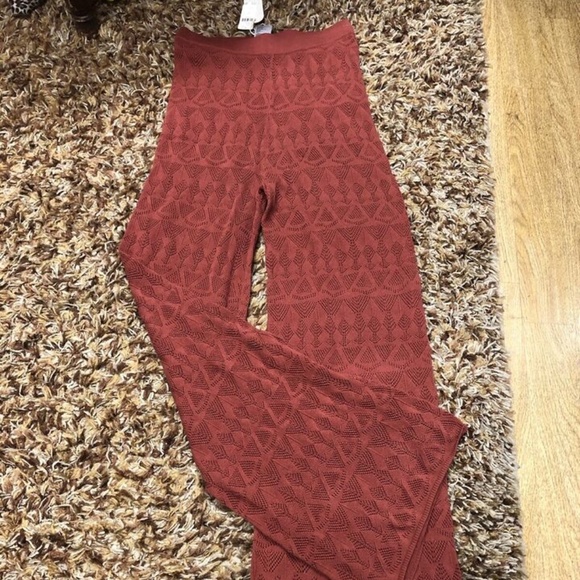 Flat White,Woman,Pants,Orange,Sz S,Cotton Elastic,Wide boot, Geometric pattern.! - Picture 1 of 7